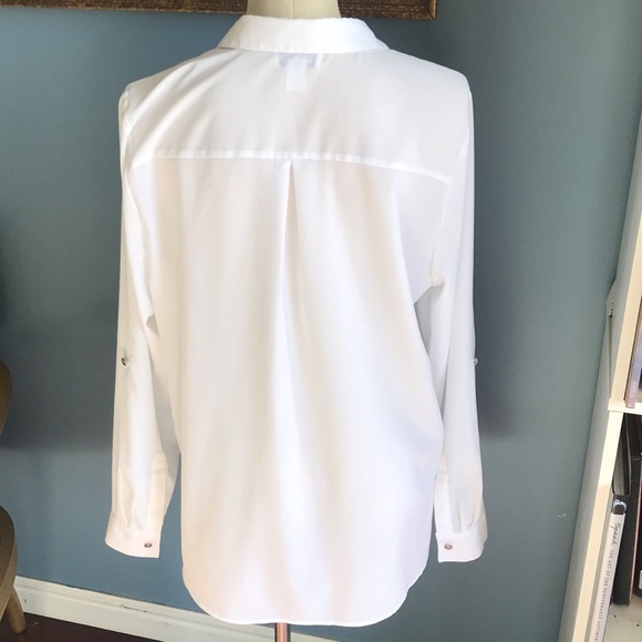 Jaclyn Smith white button down long sleeves basic shirt size L - Picture 6 of 11